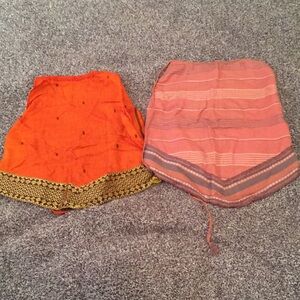 Vibrant Orange Skirt with Patterned Hem